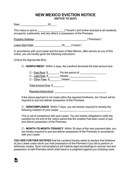 New Mexico 3 Day Eviction Notice Details form preview