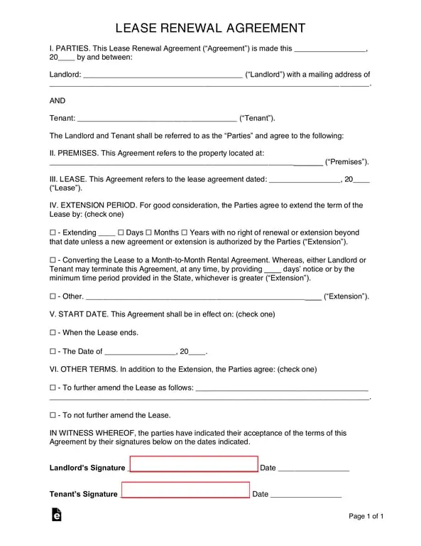 Lease Renewal Agreement Terms and Conditions