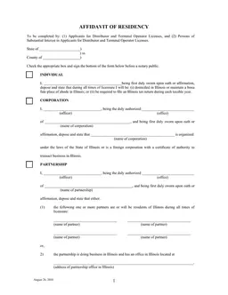 Illinois Residency Certification for License Applicants form preview