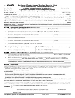 W8BEN - Certificate of Foreign Status for US Tax Procedures form preview