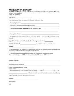 New Jersey Identity Affidavit Verification: Proving Your Authenticity form preview