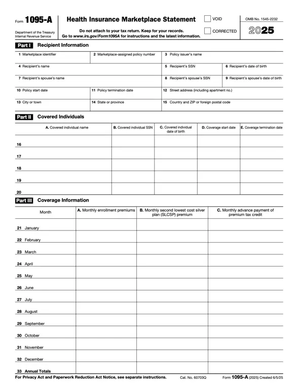 1095 – A Health Insurance Marketplace Statement