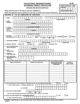 Jamaica NIS Retirement Benefit Application Guide form preview