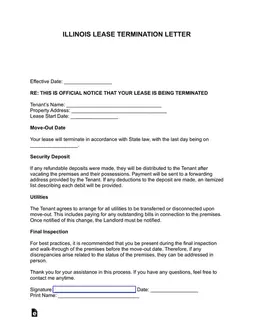 Illinois Lease Termination Letter Details and Requirements form preview