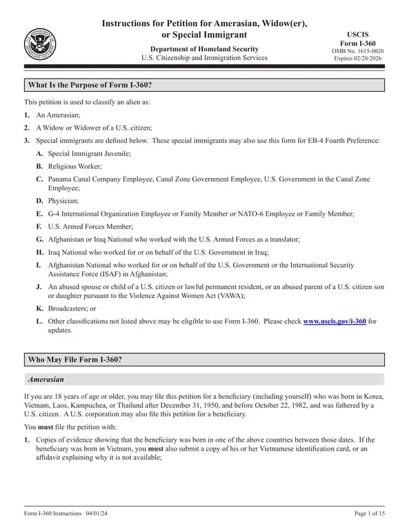 I-360 Essential Tool for Immigrant Legal Classification by USCIS