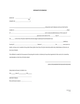 Domicile Affidavit Validation for Deceased Person's Residence form preview