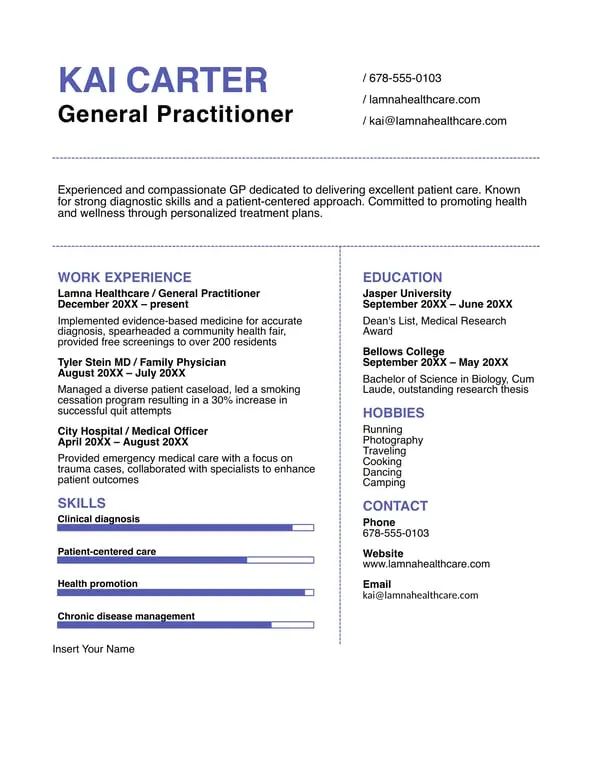 Bold profile professional resume