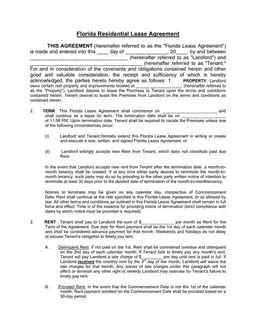 Florida Residential Lease Agreement - Legal Contract for Property Rental form preview